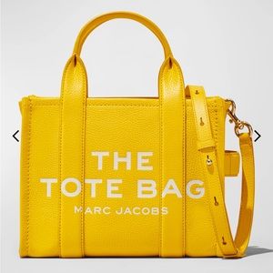 Yellow Small Leather Tote Bag